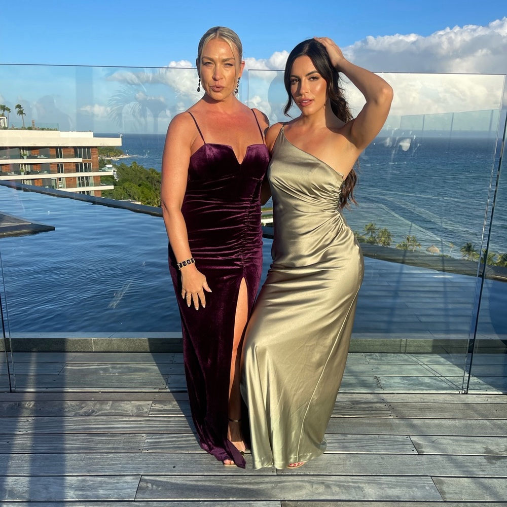 Sage green silky maxi bridesmaid dress one strap